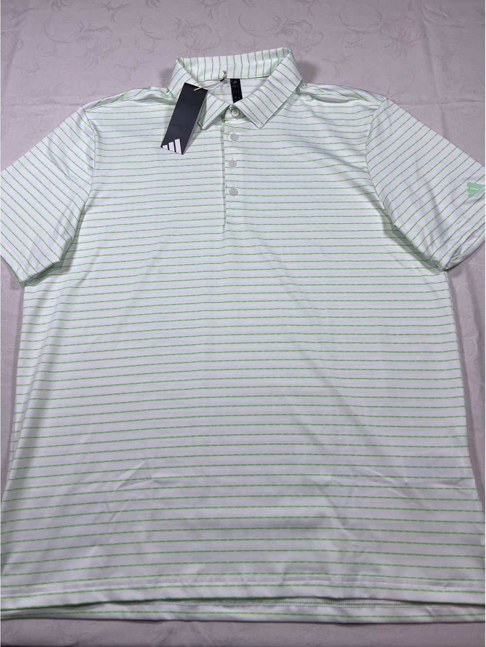 NEW $80 Adidas Ultimate Golf Polo White Neon Striped Size Large